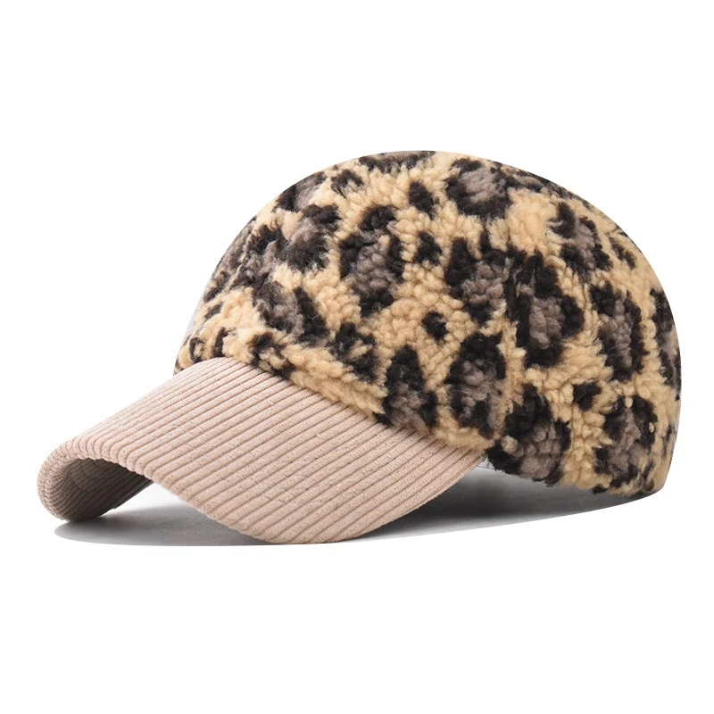 

Corduroy Leopard Print Adjustable Keep Warm Men Dad Hat Women Autumn Winter Outdoor Shade Snapback Baseball Cap
