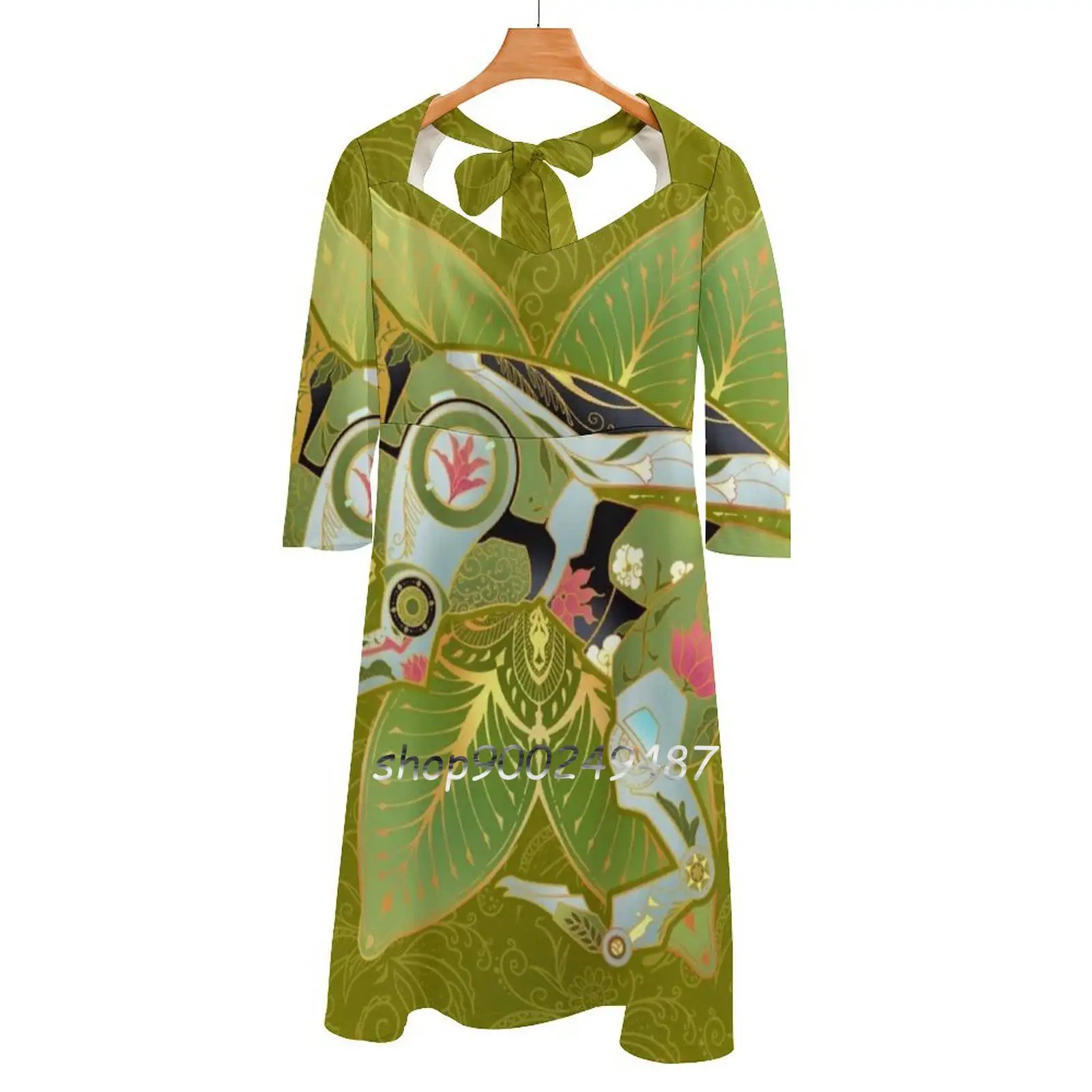 Abito Collo Quadrato Leone Verde Nuovo Plus Size Elegante Abito Attillato In Vita Da Donna Leone Verde Batik Voltron Pidge Pidge Gunderson