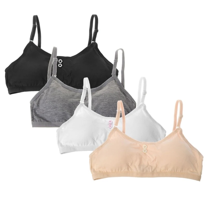 

4pcs/Lot Girls Bras Soft Young Children Bra for Kids Teenagers Wire Free Training Small Vest Teenage Underwear Puberty