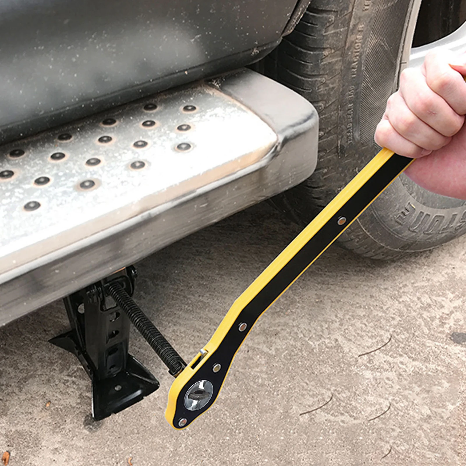 

Auto Labor-Saving Jack Ratchet Wrench Scissor Jack Garage Tire Wheel Lug Wrench Cross Type Steel Hand Repair Tool
