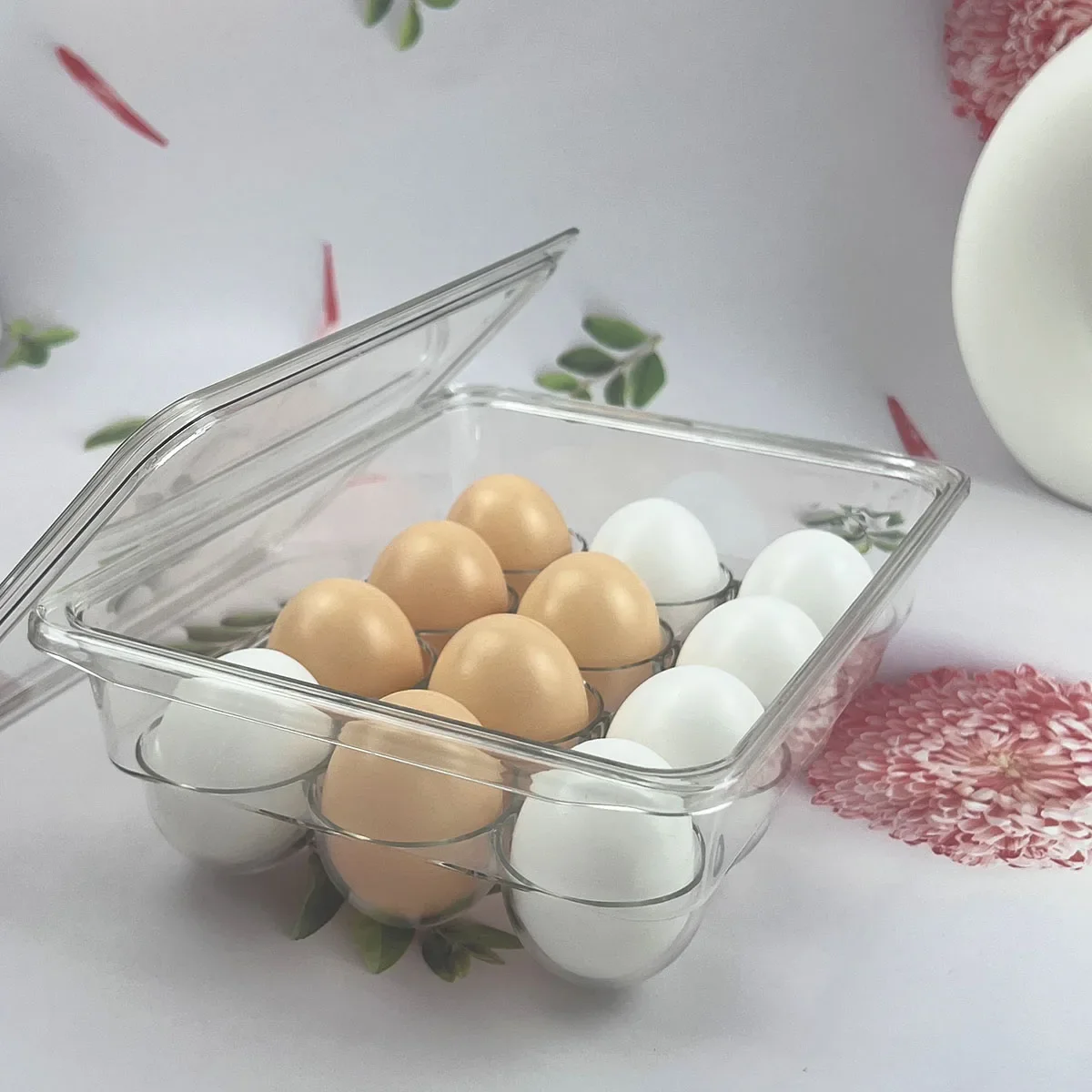 1pc-refrigerator Storage, Kitchen Sorting, Egg Tray Preservation Box, Egg Compartment, Household Egg Tray, Plastic Egg Box, Duck