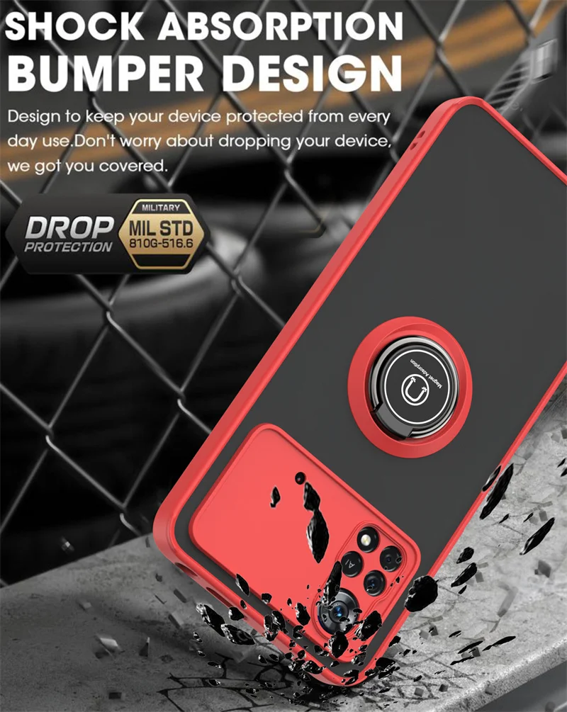 Magnetic Ring Stand Holder Armor Shockproof Case - Durable Back Cover