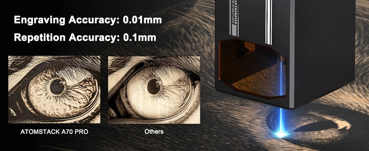 ATOMSTACK A70 Pro Lasergraviergerät 35W/70W Ausgangsleistung 0,01mm Gravurgenauigkeit Laserschneider für Holz Lasergravurmaschine – Detail 9