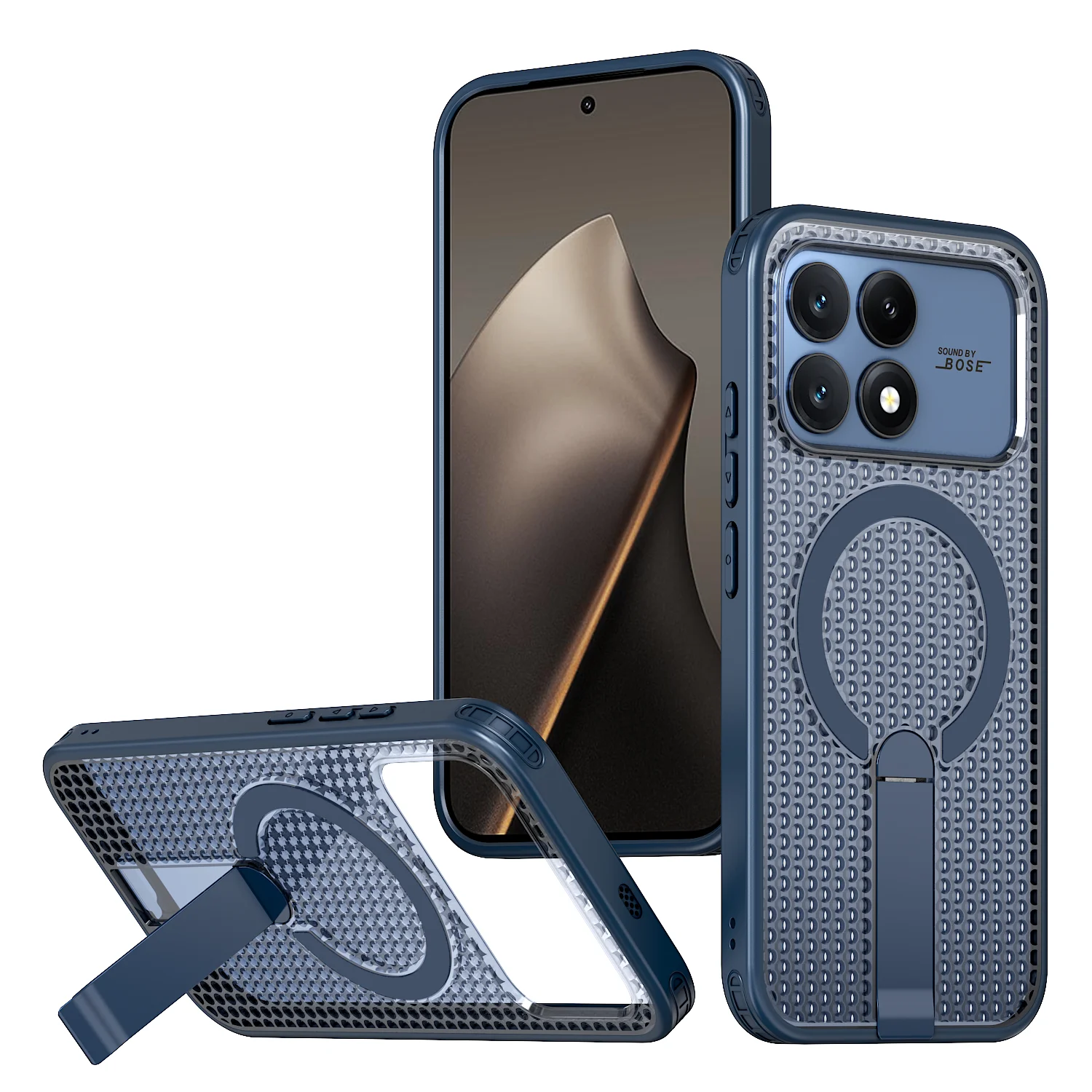 Magsafe Magnetic Heat Dissipation Kickstand Honeycomb Shockproof Phone Case