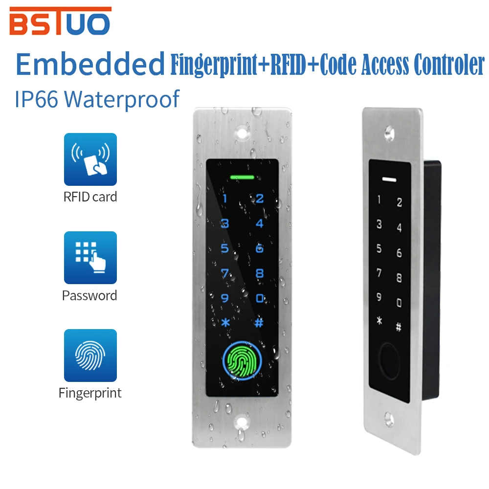 

IP66 Waterproof Metal Case Electric Lock Embedded Mounted Access Control Lock RFID 125Khz Reader Wiegand Output 1000 User