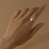 CANNER Love Heart-shape 925 Sterling Silver Adjustable Ring For Women Ins Geometric 6mm Zircon Ring Fine Jewerly Wedding Gift 3