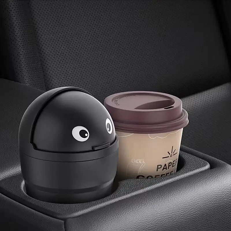 귀여운 미니 자동차 쓰레기통 2L 스윙 뚜껑이 있는 범용 수납함, 여행, 가정 및 사무실용 자동차 정리함