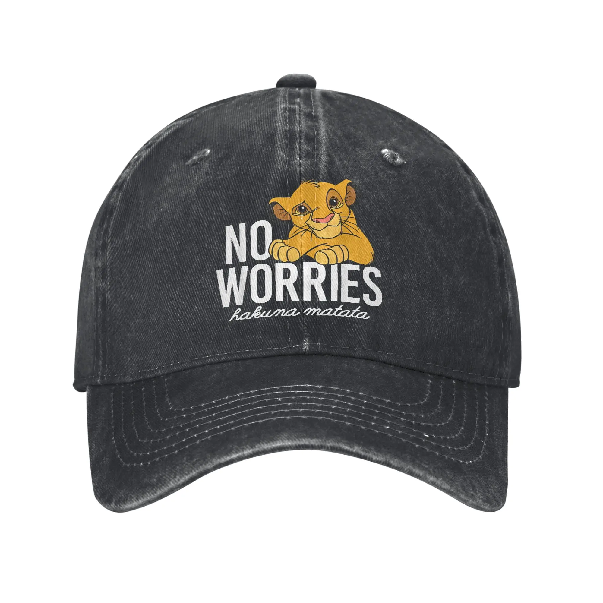 König der Löwen Keine Sorgen Simba Gewaschen Baseball Kappe Streetwear Sonne Hip Hop Hüte Sommer Männer Erwachsene Wandern Angeln Baseball Caps