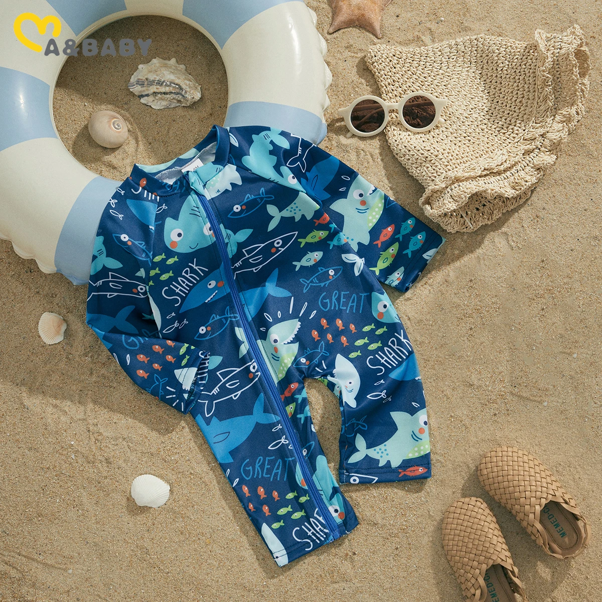ma&baby 3-24M Newborn Infant Toddler Baby Boy Girl Swimsuit Long Sleeve Coconut Tree Animal Swimwear Beachwear Bathing Suit children swimwear