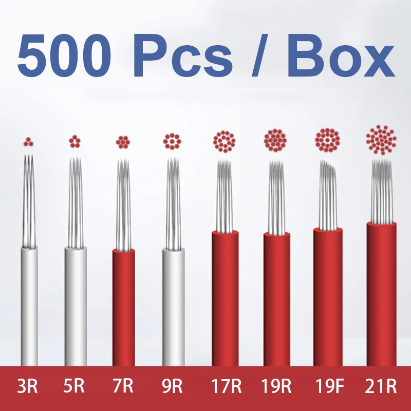 

500 pcs 3R 5R 7R 9R 17R 19R 19F 21R Laminas Tebori Microblading Needles Fog Eyeborw For Permanent Makeup Eyebrow tattoo lip