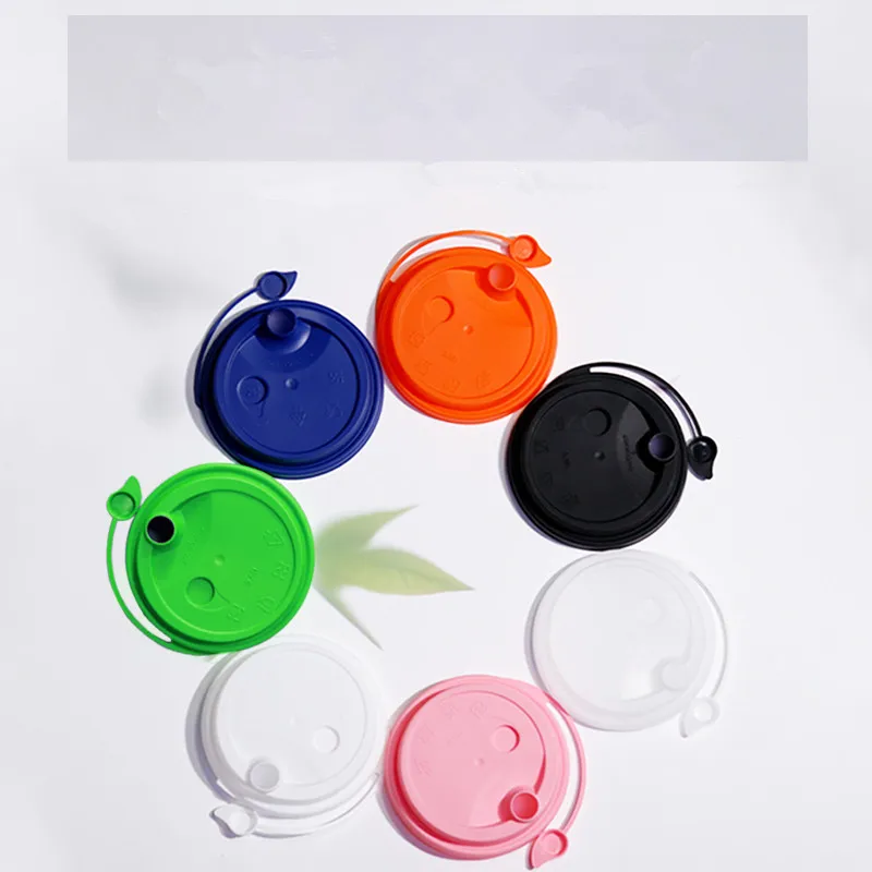 100pcs/pack 90mm Plastic Bubble Tea Cup Lid Colorful Disposable Milk Tea Cup Cover