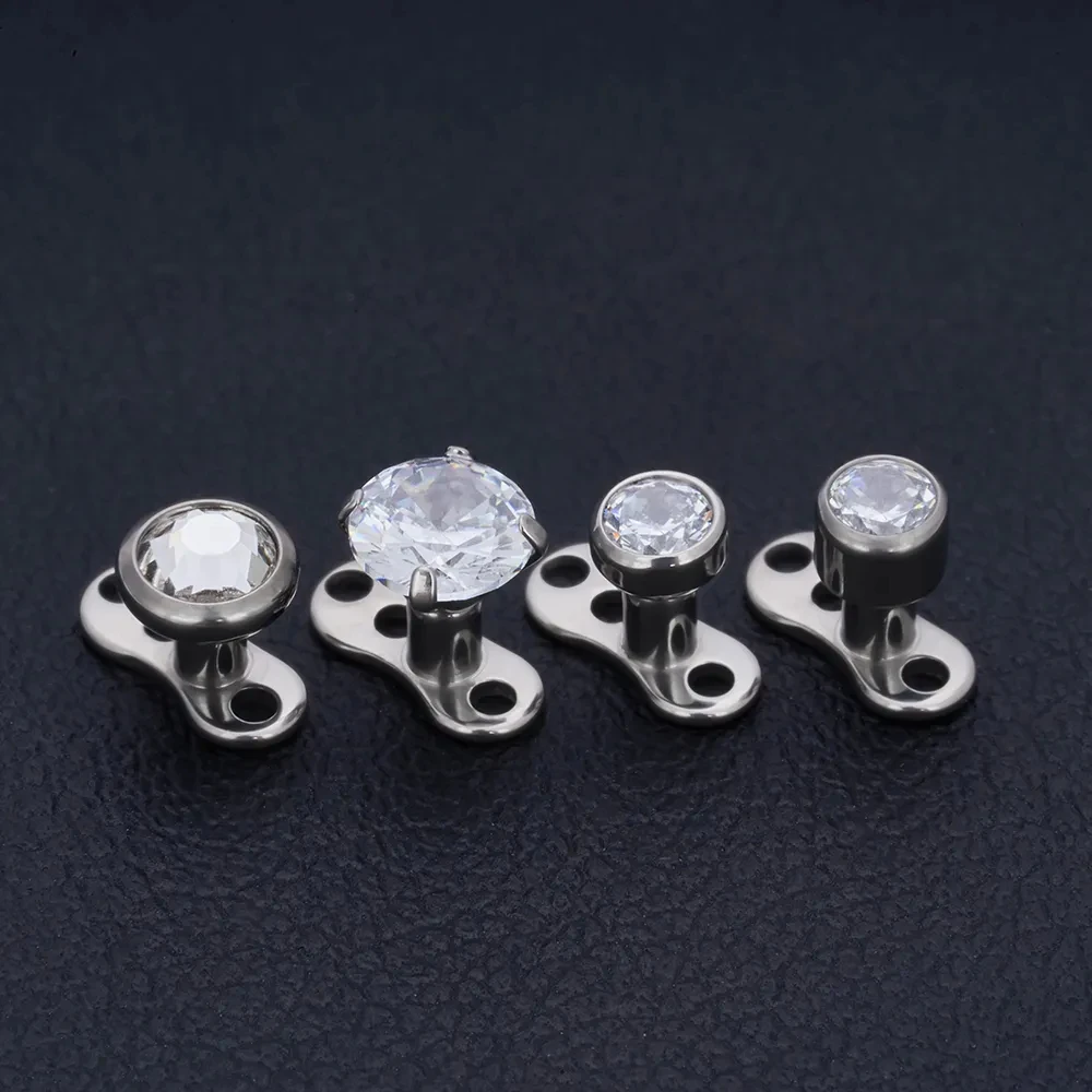 10Pcs F136 Titanium Microdermal Surface Internally Threaded Gem Ends Dermal Skin Diver Hide Medusa Piercing Body Jewelry