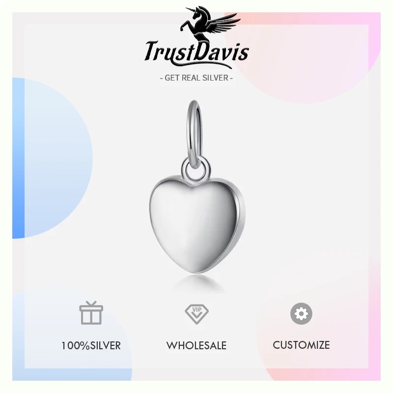 925 Sterling Silver Pendant Handmade DIY Necklace Bracelet Romantic Heart Accessories Jewelry HY725