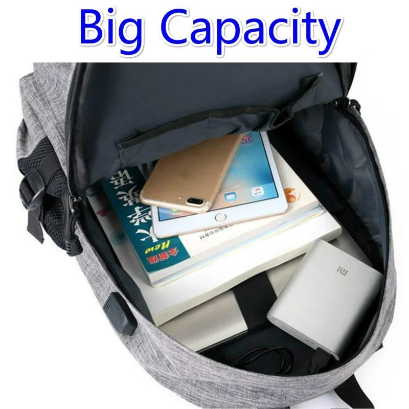New fashion Black/Grey Men Fashion Laptop Backpack Travel School Bags Bookbag with USB Charger Port