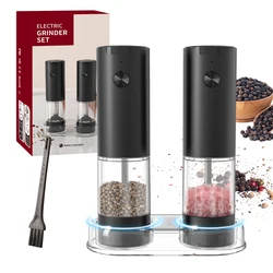Deluxe Battery-Powered Salt and Pepper Grinder with Adjustable Coarseness (2Pcs Plastic shell)