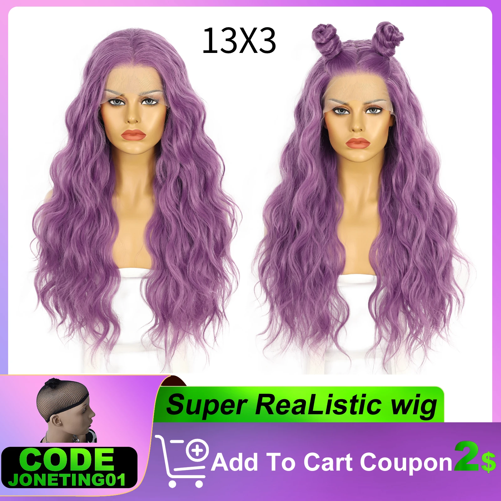 13X3 Lace Front Wigs Curly Deep Wave Heat Resistant Synthetic Closure Glueless Purple Long Cosplay Wig for Black Women Brazilian