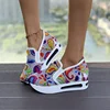 Women's Wedge Shoes New Spring Autumn Fashion Round Toe Floral Pattern Embroidery Mesh Platform Sneakers Increase Height Shoes 3