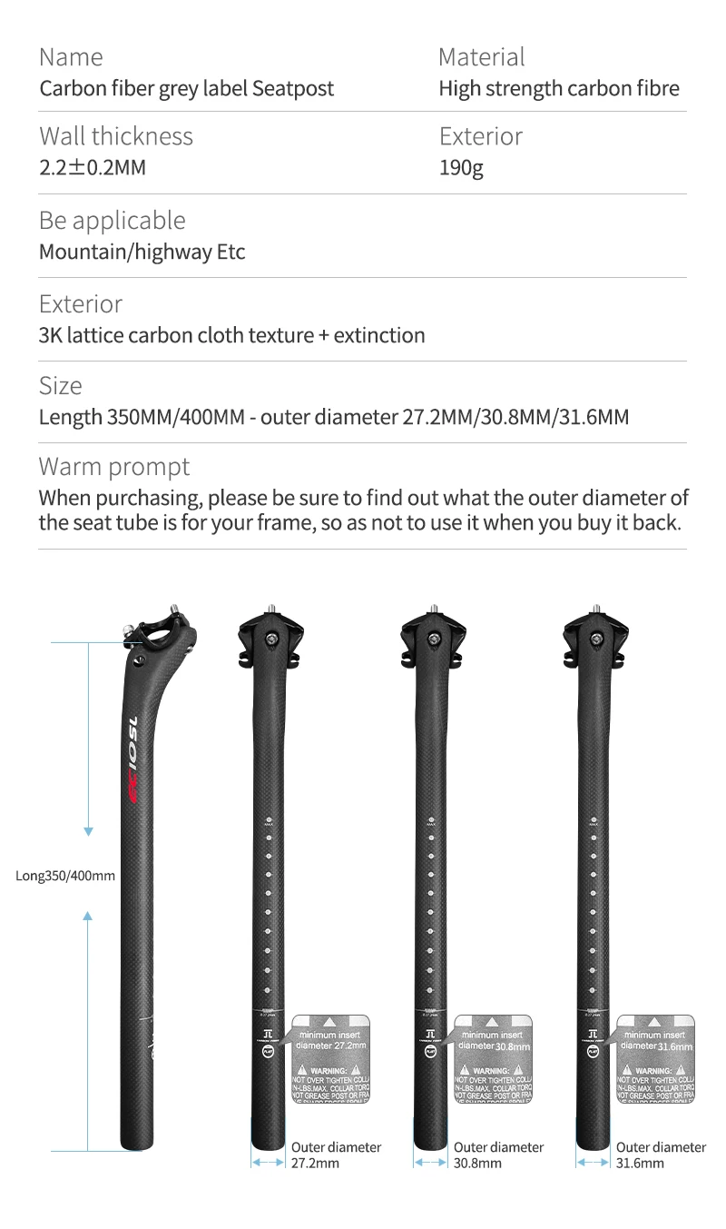 Eciosl carbon mtb Sattelstütze versetzt 25mm Mountainbike Sitzrohr 27.2/30.8/31,6 ultraleichte Glanz/matte Rennrad Sattelstütze – Detail 4