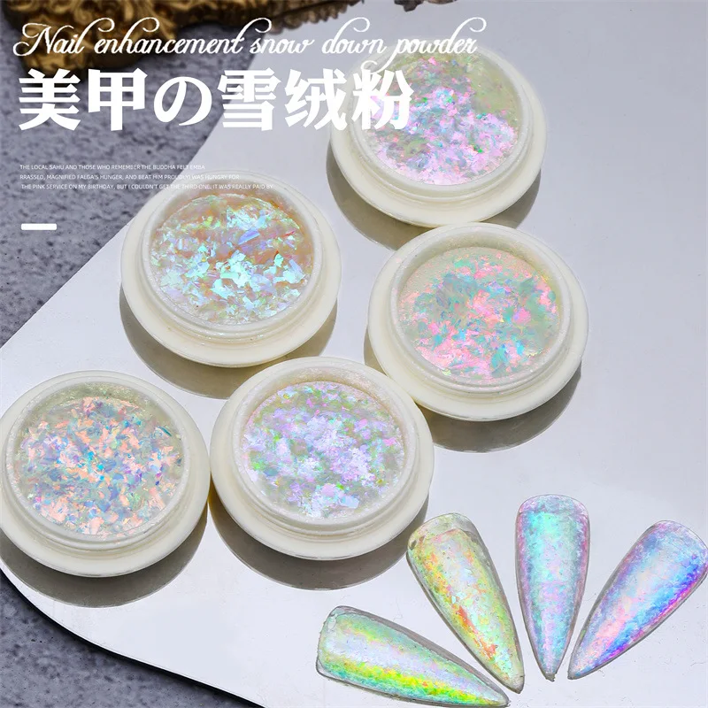 1Pc Opal Flakes Nail Paillettes Holographic Glitter Diy Shiny Mermaid Nail Mirror Paillettes Irregolare Aurora Opal Powder