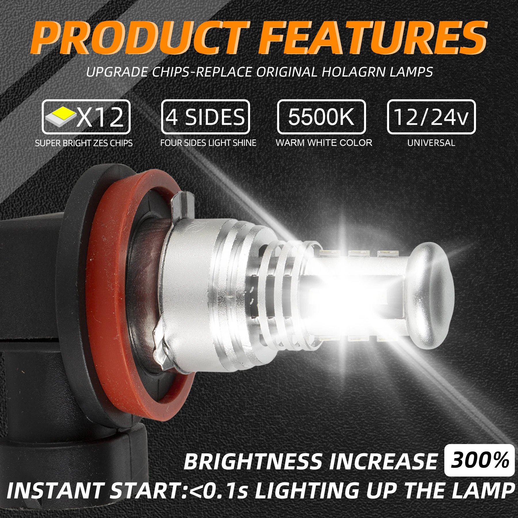 HYNBYZJ H7 H8 H11 Led HB4 9006 HB3 9005 Fog Lights Bulb 3030SMD 5000LM Car Driving Running Lamp Auto Light 12V 5500K White