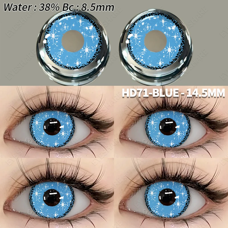 EYESHARE Cosplay Farbige Kontaktlinsen 2 Stück Bunte Kontaktlinsen Blau Anime Kontakt Halloween Make-up Kontaktfarblinsen – Detail 9