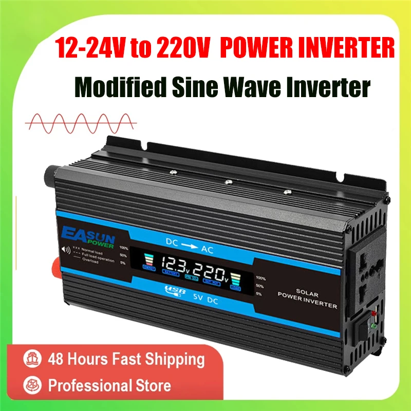 

1600W/2200W/2600W Power Car Inverter 12V to 220V Solar Inverter DC12-24V to AC 220V USB Transformer Converter Modified Sine Wave