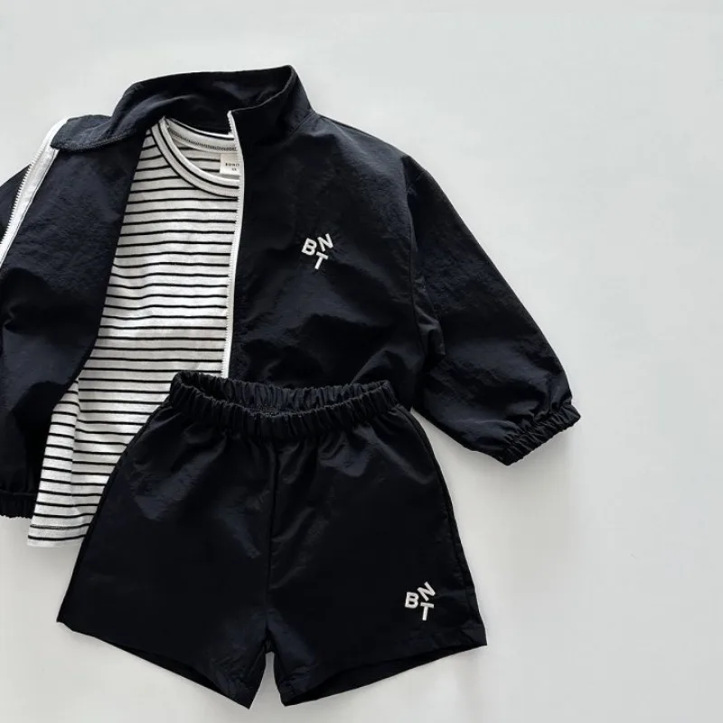 Summer Girls Boys Ultralight Sun-Protective Clothes Sets 2Pcs Zipper Jackets + Shorts Kids Tracksuits Coats Child Outfit Costume 5