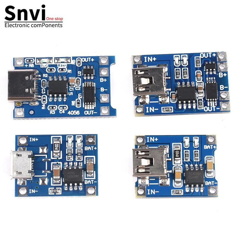 Snvi 5 Stück TP4056 Lithium-Batterie-Lademodul 5V 1A Micro Mini Typ C USB-Ladeplatine mit Schutz für 18650