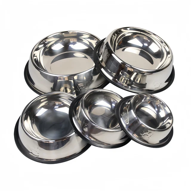 Pet Dog Cat Stainless Steel Bowl Pet Feeding Bowl Cat and Dog Drinking Bowl Metal Feeder Bowl Durable Easy To Clean 6 Sizes 4