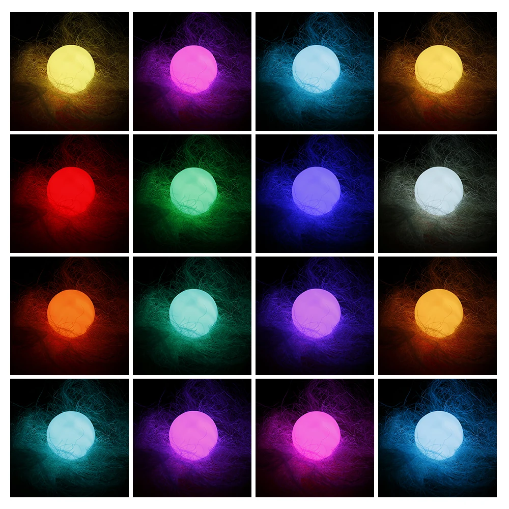 LED Night Light Ball LED Glowing Ball Light w/Remote 16 RGB Color Changing Globe Mood Lamp Cordless LED Ball Bedside Lamp