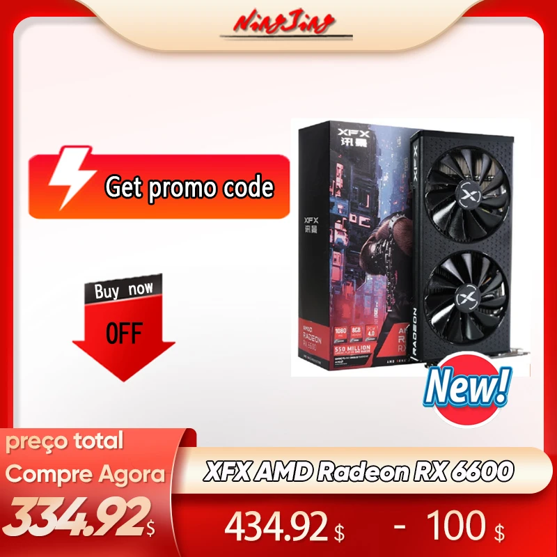  Новая игровая видеокарта XFX AMD Radeon RX 6600 с 8 Гб GDDR6 AMD 128-bit 7nm GPU поддержка AMD Intel десктопная материнская плата