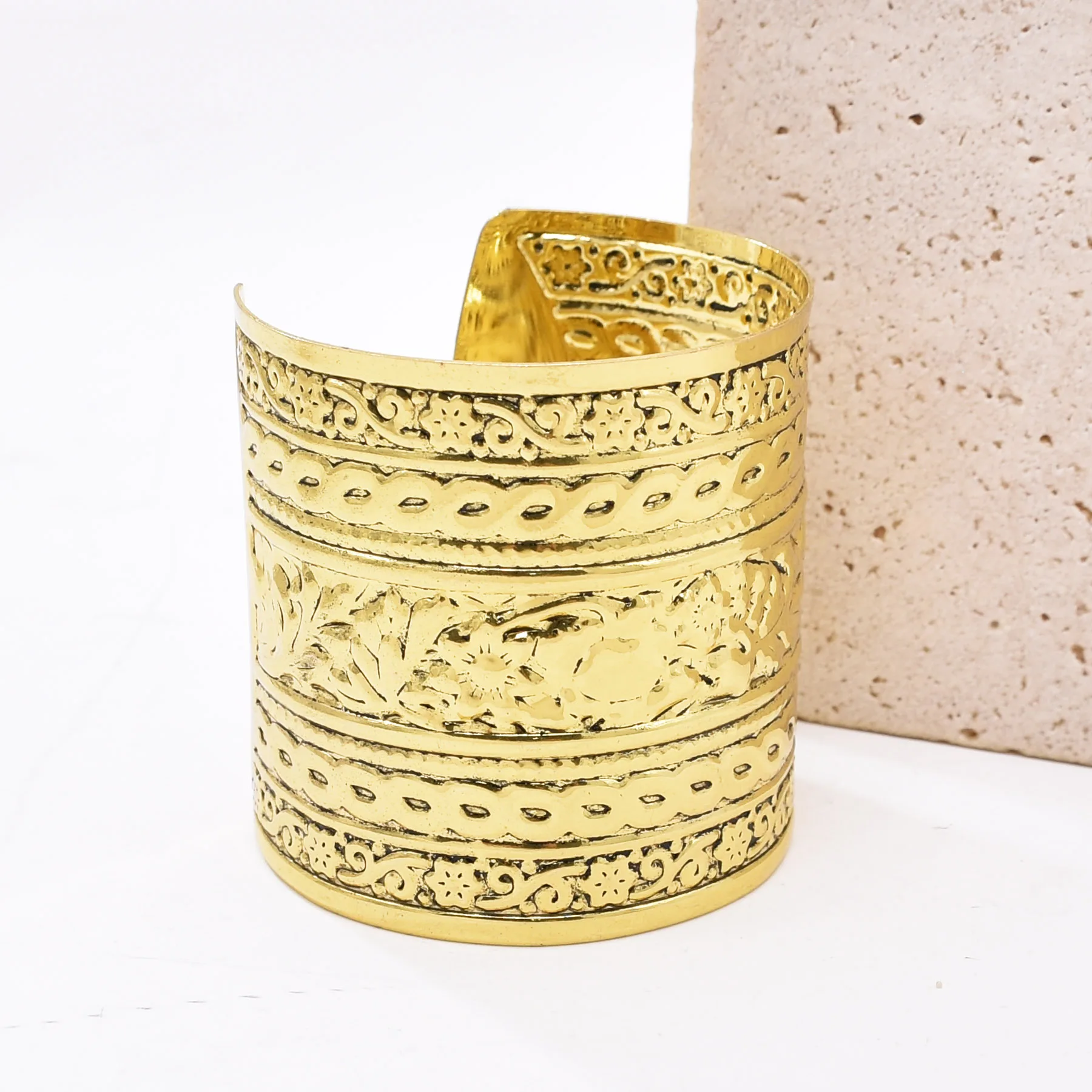 Gold/Silver Plated Alloy Carved Wide Cuff Bracelet Adjust Women's Open Cuff Bangle Fashion Gothic Ethnic Punk Style Bracelet