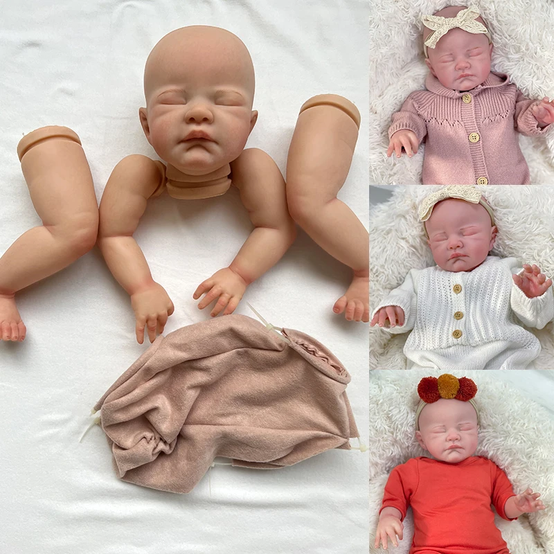 

20inch August Already Painted Reborn Doll Parts Cute Sleeping Baby 3D Painting with Visible Veins Cloth Body Included