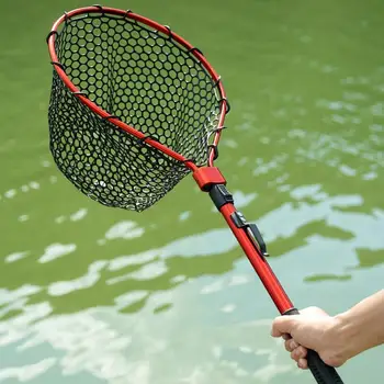 Telescoping Fishing Landing Net Folding Fishing Net With Handle Portable Silicone Mesh Fish Hand Net Fishing Gear Accessorie 2