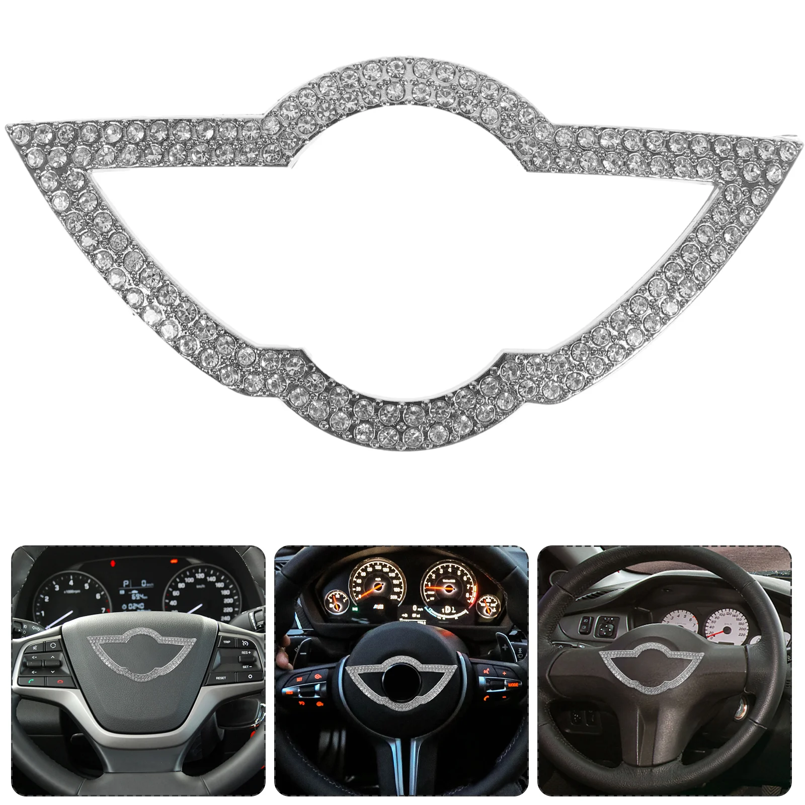 

Logo Decoration Stickers Steering Wheel Label Accessories Bling Decal Rhinestones