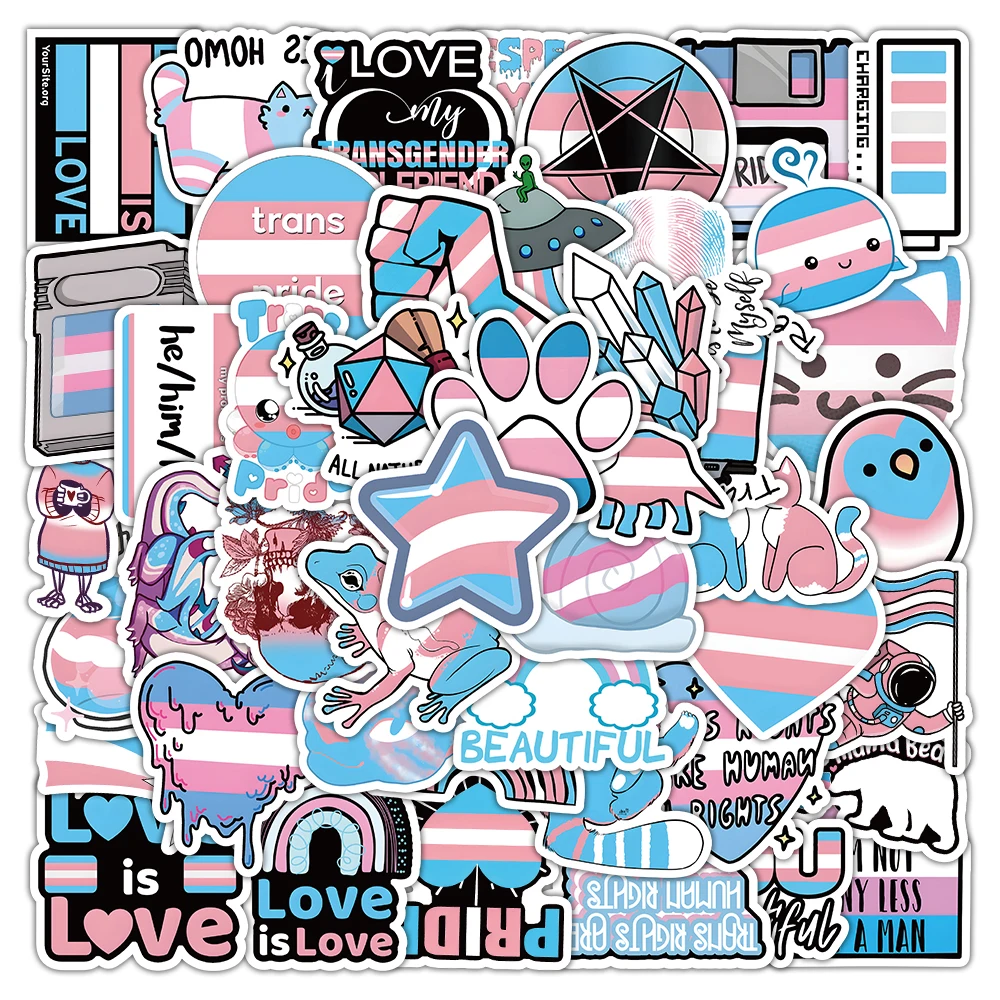 Cartoon Stickers 10/30/60PCS Transgender Pride LGBT Stickers Car Bike Luggage