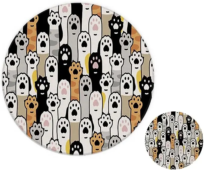 

Игровой коврик для мыши с милым рисунком кошачьей лапы, Круглый, Нескользящий Резиновый коврик для мыши, водонепроницаемый коврик для мыши для офиса, компьютера, ноутбука 7,9x7,9 дюйма