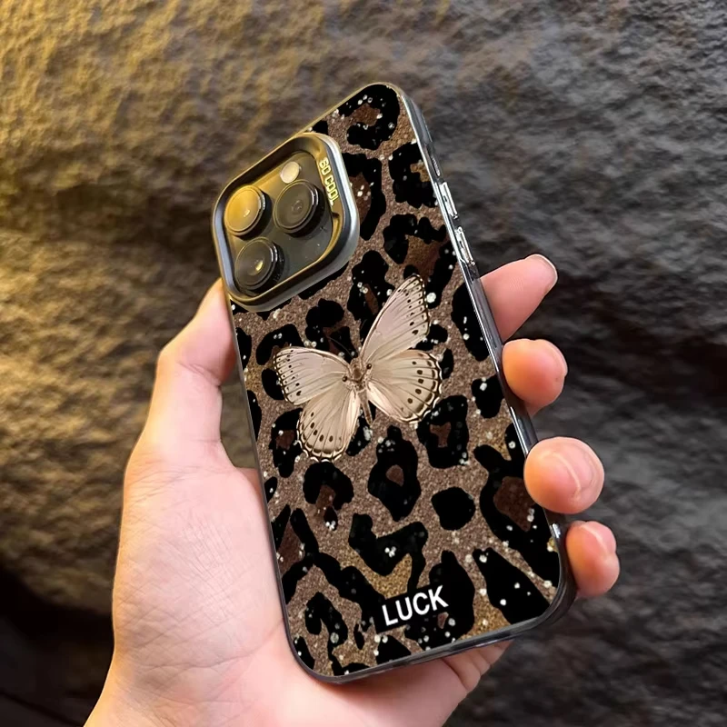 Butterfly Leopard Print Matte Phone Case