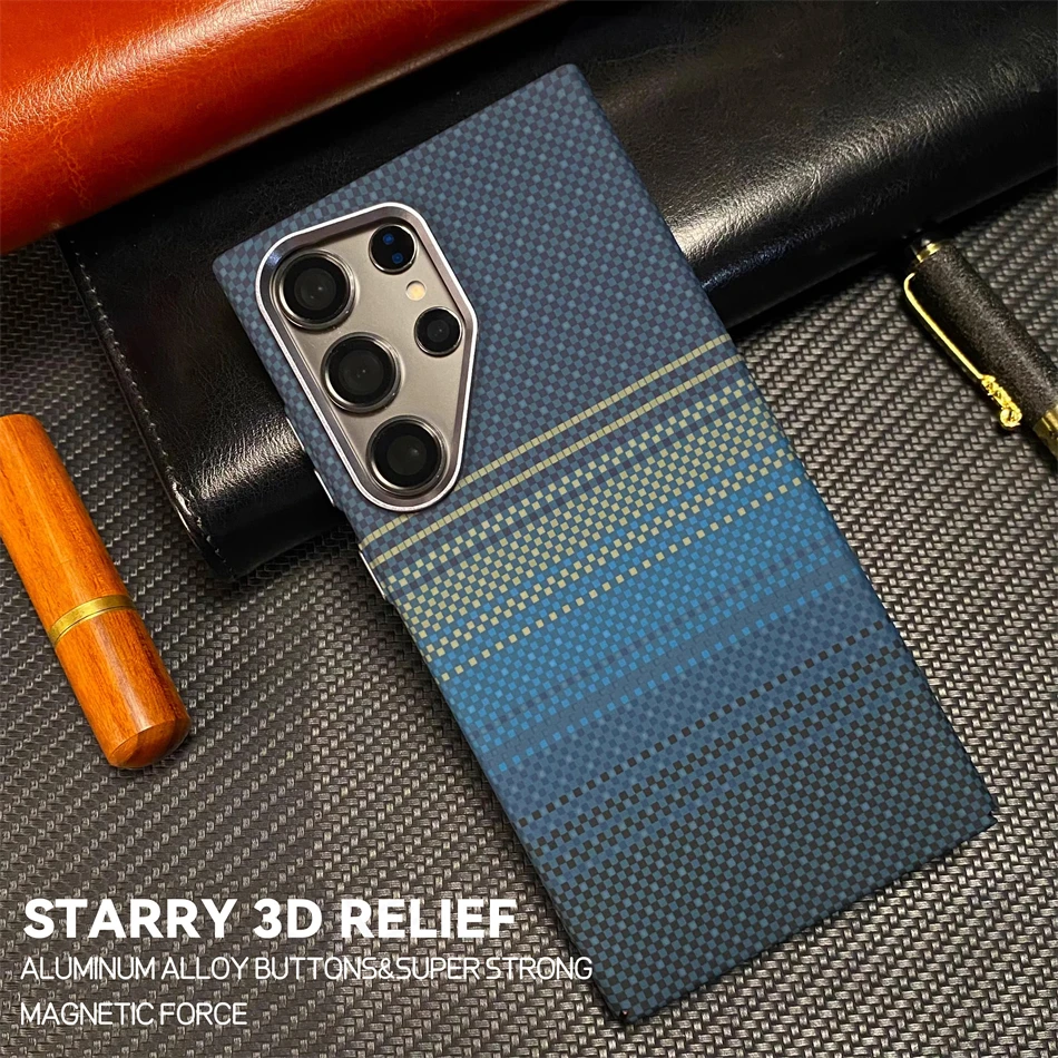 Carbon Fiber Texture Relief Shockproof PC Case with MagSafe Compatibility