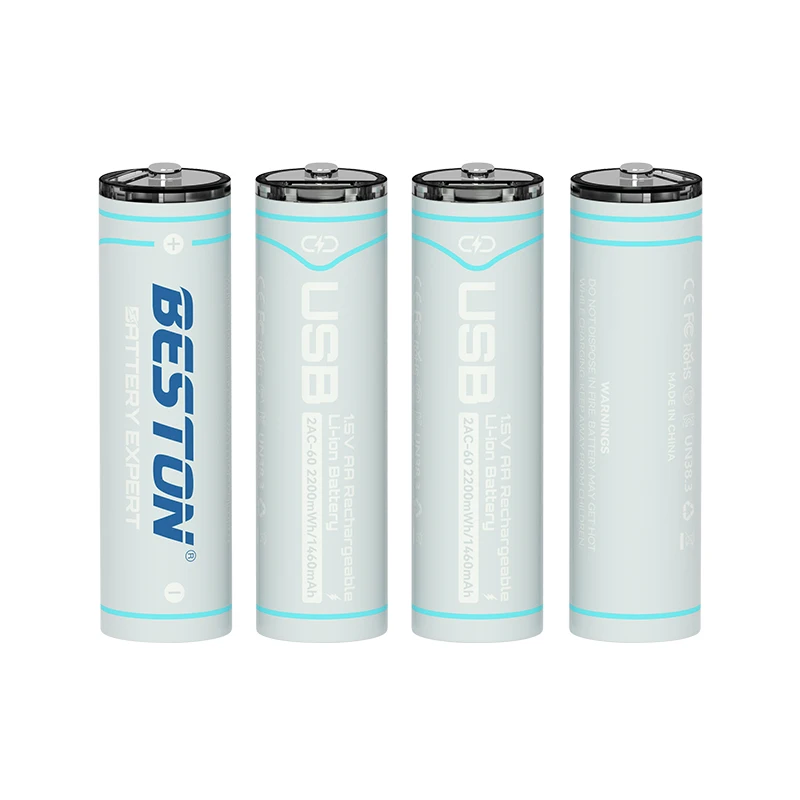 

Beston Battery USB 1.5V No.5 Rechargeable Battery 4pcs a Lot 2200mWh Smart Chips With Type C Charge Cable Free Shipping