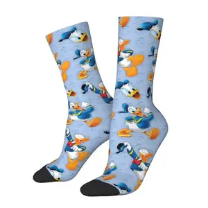 Fun Print Amazing Donald Duck Socks for Men Women Stretch Summer Autumn Winter Cartoon Comics Crew Socks