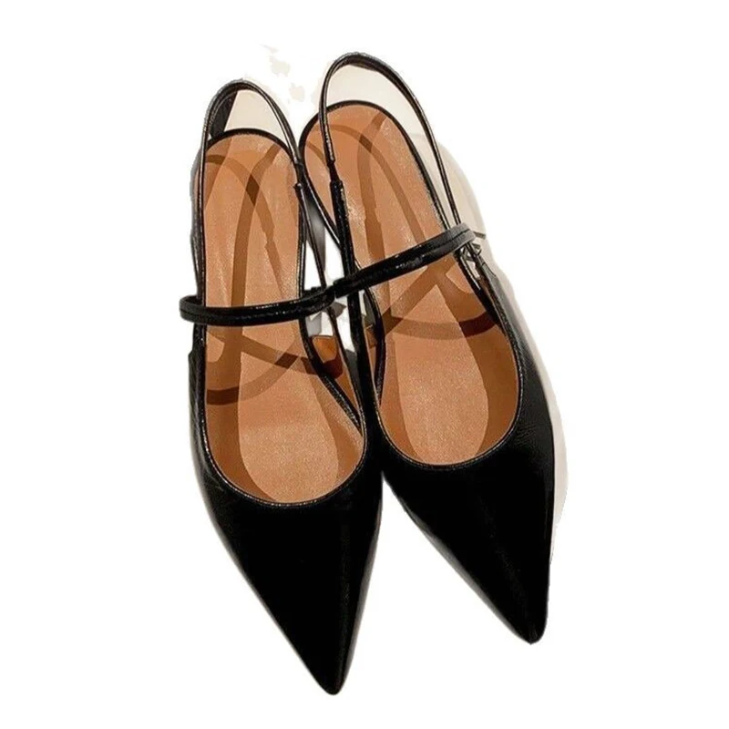 pointed toe gold leather flat sandals women slingback summer shoes narrow band gladiator sandalias sexy ladies party shoes