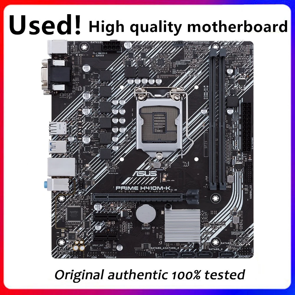 Б/у материнская плата для Asus PRIME, оригинальная десктопная Материнская плата Intel H410 H410M DDR4 LGA 1200 i7/i5/i3 USB3.0 M.2 SATA3
