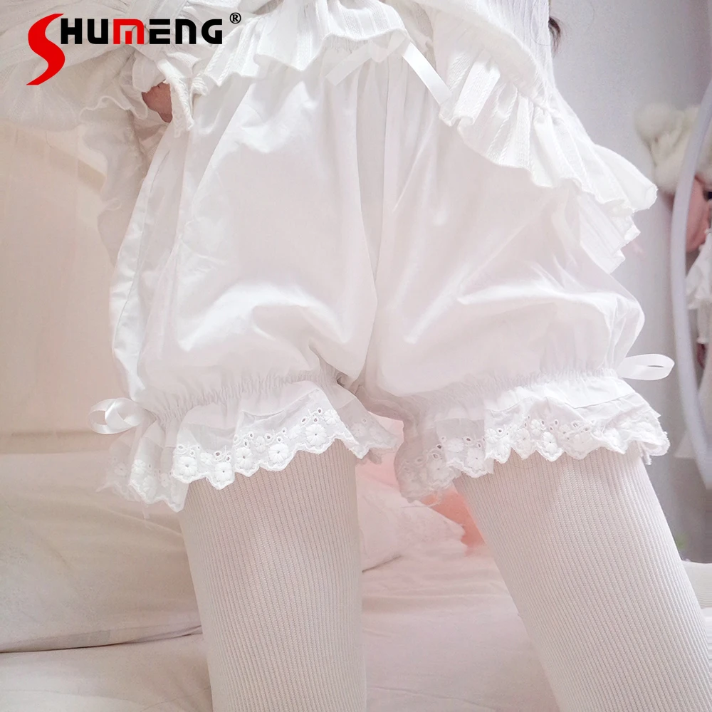 

Soft Girl Cute Lolita Short Safety Pants Ladeis 2023 Summer New Original Sweet Anti-Exposure Lace White Pumpkin Shorts for Women