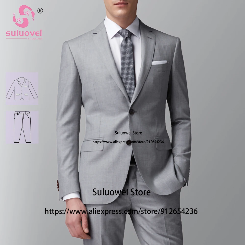 (Customized Size Color) Classic Groom Wedding Suits For Men Slim Fit 2 Piece Pants Set Dinner Tuxedo Trajes Elegante Para Hombre