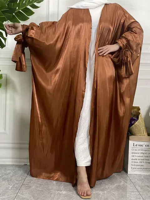New Design Muslim Evening Dress Islamic Kimono Brown Abaya Kaftans For Women Morocon Burka Ramadan