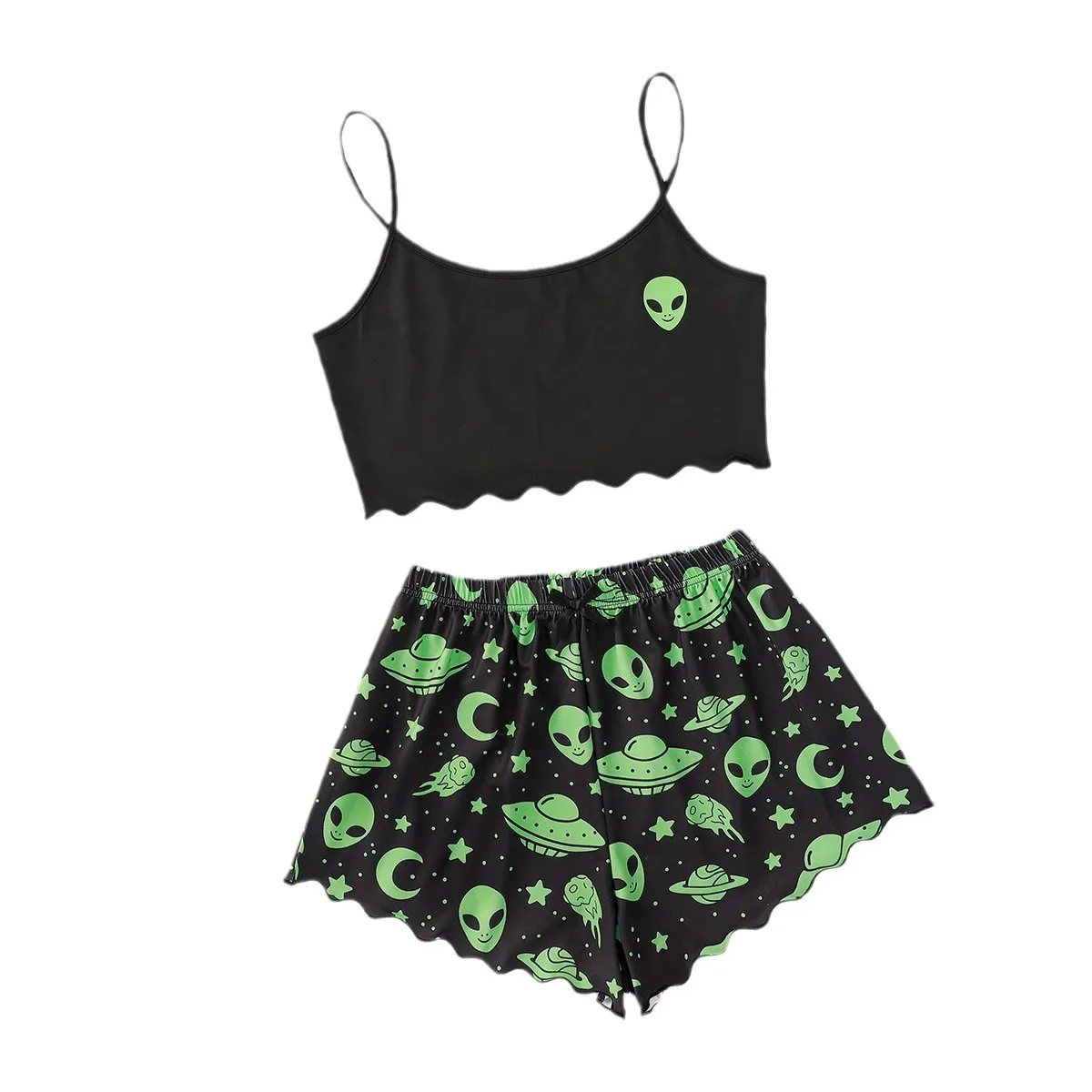 New Alien Print Camisole Top Shorts Loungewear Pajama Set Women's Pure Desire Pajamas Valentine's Day ChristmasEve BirthdayGifts 6