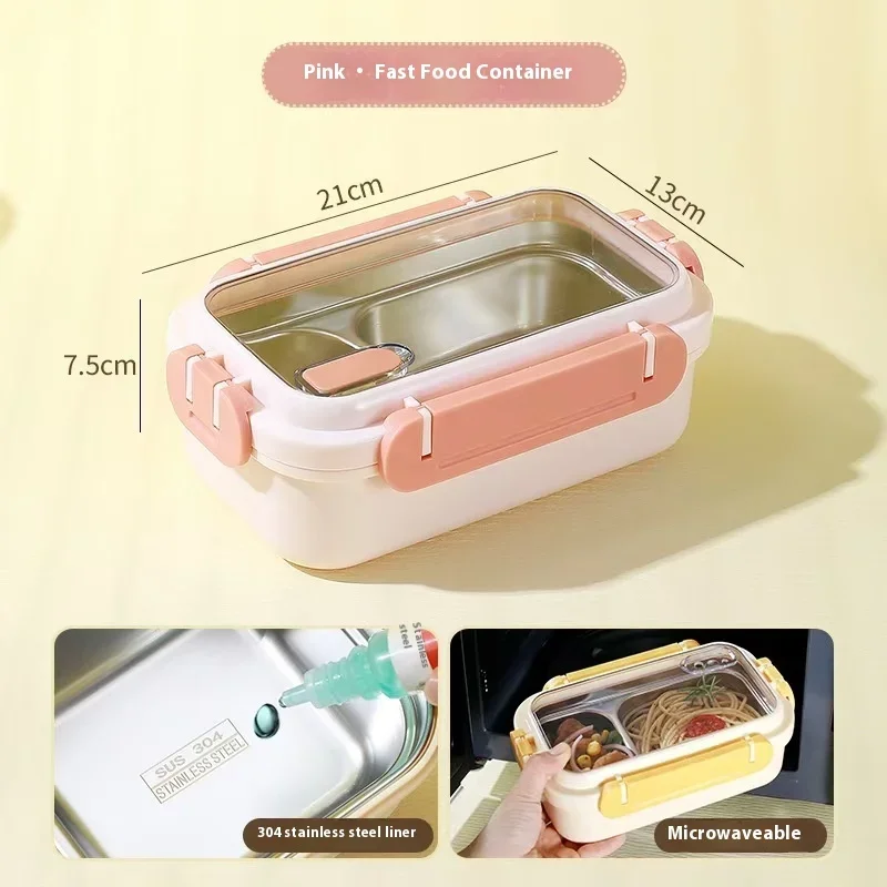 Hot 304 Portable Lunch Box, Stainless Steel Lunch Box, Office Worker, Student Lunch Box, Microwave Oven Heating Insulation Box