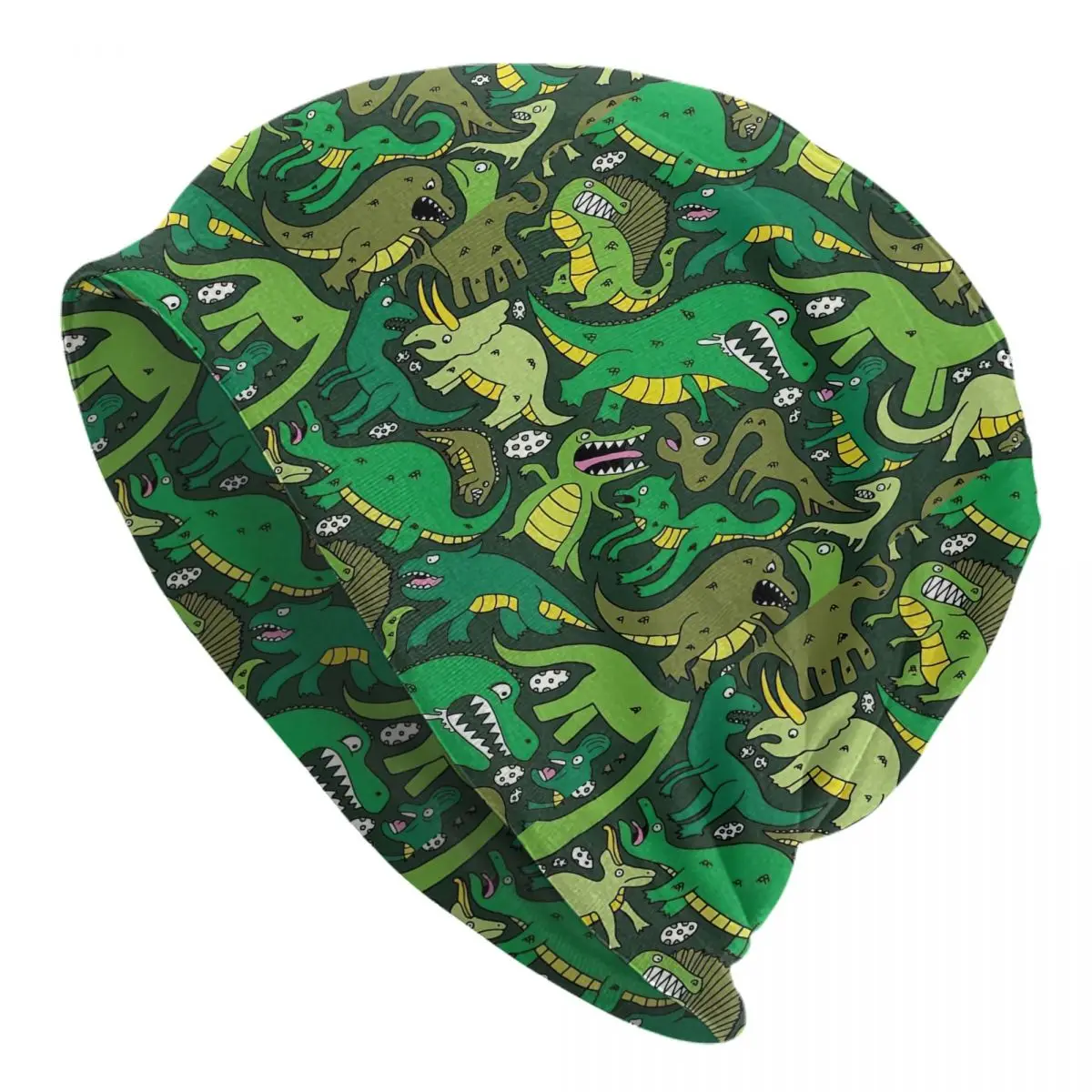 

Cartoon Green Dinosaur Bonnet Hat Knitted Hat Goth Street Skullies Beanies Hat Men's Women's Warm Multifunction Cap