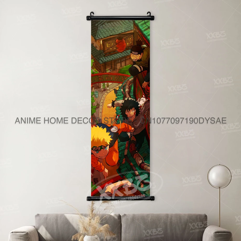 Japanese Style Naruto Wall Art: Rock Lee, Uchiha Sasuke & Obito Scroll Paintings